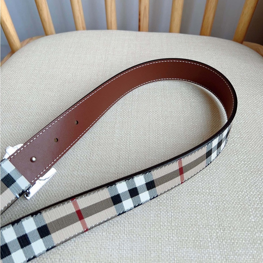 Burberry Classic Check Belt with Silver Buckle - Picture 5 of 8